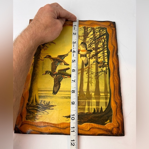 Wood Frame Mallard Ducks in Flight Wall Art Plaque 11.5" x 9.5" MCM - Picture 7 of 9